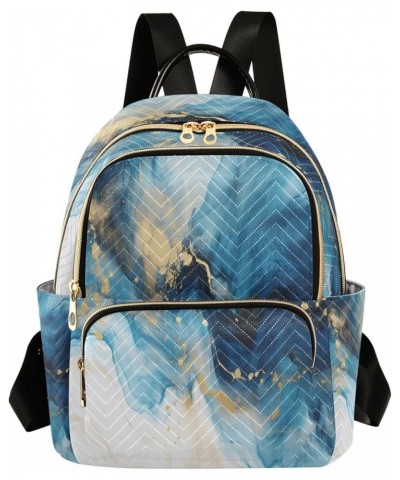 Fashion Backpack Mini Backpack Purse Casual Daily Backpack Dark Blue White Marble for Travel for College Work Small $20.89 Ba...