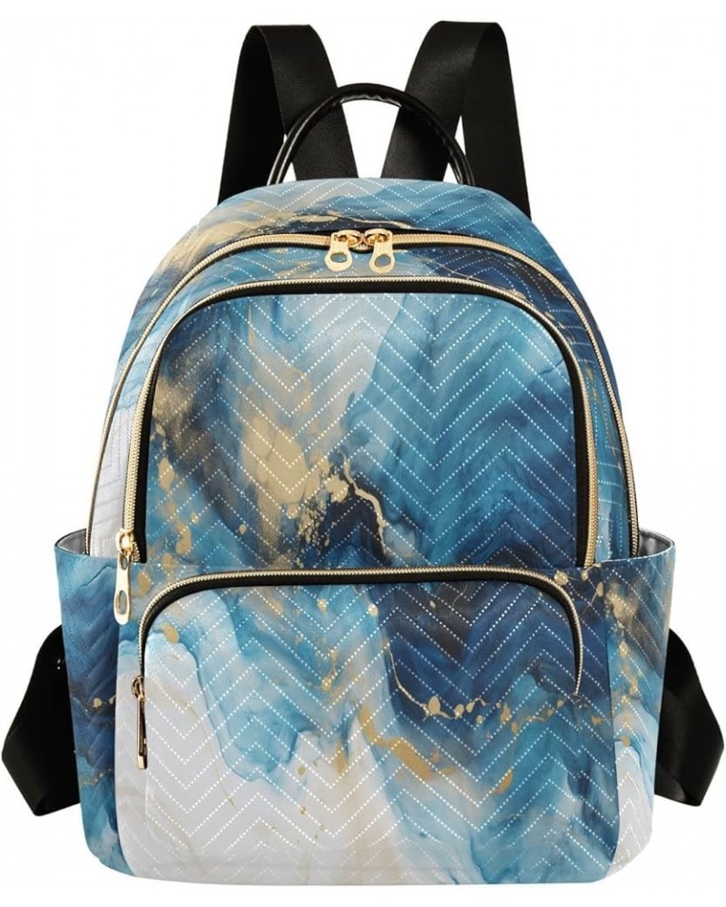 Fashion Backpack Mini Backpack Purse Casual Daily Backpack Dark Blue White Marble for Travel for College Work Small $20.89 Ba...