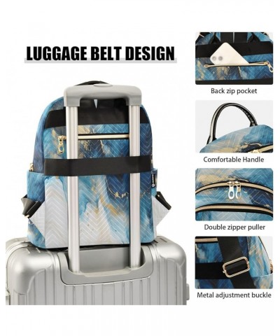 Fashion Backpack Mini Backpack Purse Casual Daily Backpack Dark Blue White Marble for Travel for College Work Small $20.89 Ba...