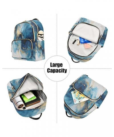 Fashion Backpack Mini Backpack Purse Casual Daily Backpack Dark Blue White Marble for Travel for College Work Small $20.89 Ba...