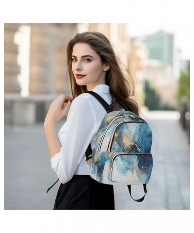 Fashion Backpack Mini Backpack Purse Casual Daily Backpack Dark Blue White Marble for Travel for College Work Small $20.89 Ba...