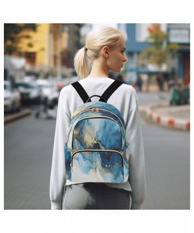 Fashion Backpack Mini Backpack Purse Casual Daily Backpack Dark Blue White Marble for Travel for College Work Small $20.89 Ba...