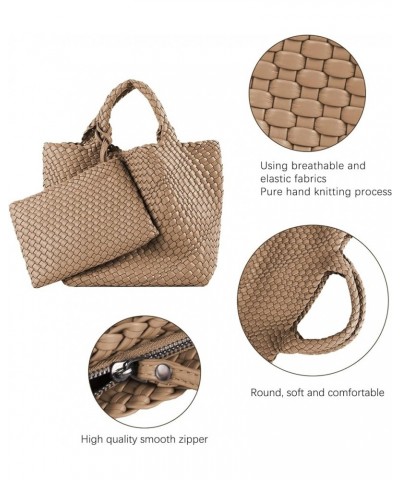 Woven Bag for Women Large Tote Bag with Clutch PU Leather Handwoven Beach Bag Satchel Handmade Casual Purses 2023 Khaki $32.2...