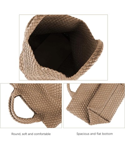 Woven Bag for Women Large Tote Bag with Clutch PU Leather Handwoven Beach Bag Satchel Handmade Casual Purses 2023 Khaki $32.2...