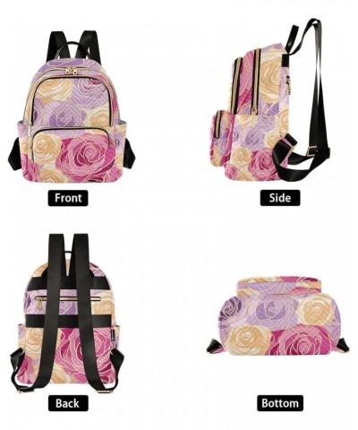 Mini Backpack Purse for Women, Gold Purple Pink Flower Travel Bag Casual Daypack Shoulder Bag Small $16.95 Backpacks