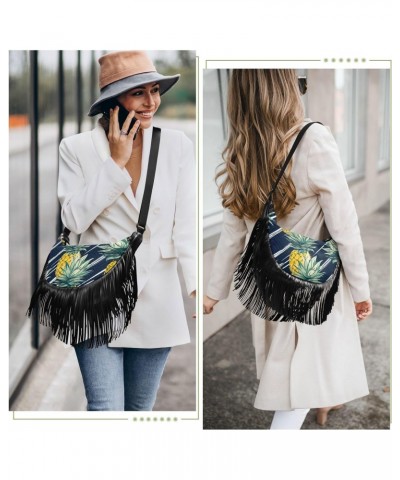 Pineapple Stripe Tassel Crossbody Handbags for Women Ample Capacity Shoulder Bag with Adjustable Strap Durable Crossbody Bag ...