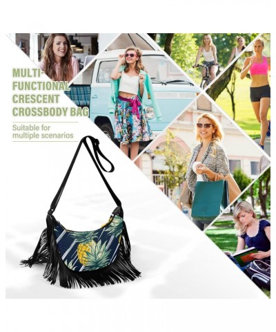 Pineapple Stripe Tassel Crossbody Handbags for Women Ample Capacity Shoulder Bag with Adjustable Strap Durable Crossbody Bag ...