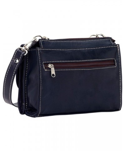 Western Leather Crossbody with Wallet for Women - Navy $47.16 Crossbody Bags