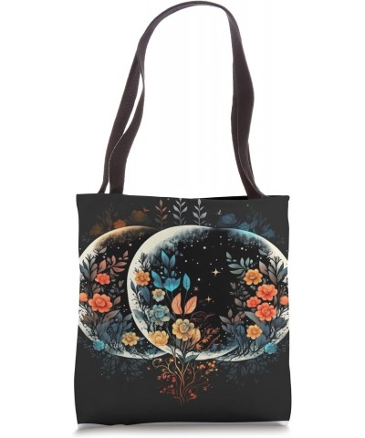 Floral Moon Phase flower crescent moon cool eclipse moon Tote Bag $10.82 Totes