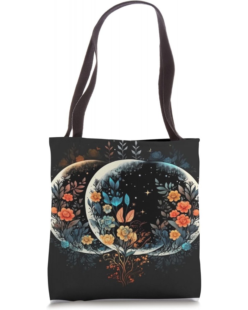 Floral Moon Phase flower crescent moon cool eclipse moon Tote Bag $10.82 Totes