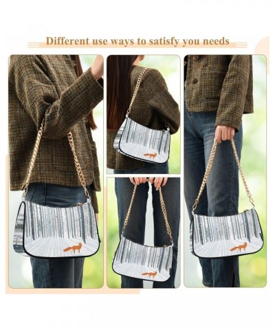 Small Chain Shoulder Bag for Women Winter Forest Fox Hobo Handbags Tote Clutch Bag Ladies Crossbody Bag Purse with Zipper $13...