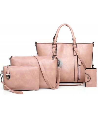 PU Leather Tote Hobo for Women Shoulder Crossbody Bags Elegant 4pcs Satchel Clutches Wallets Pink $23.31 Totes