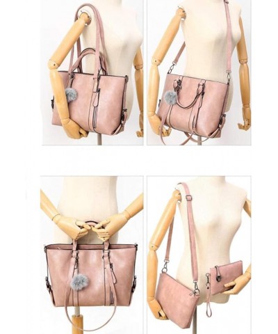 PU Leather Tote Hobo for Women Shoulder Crossbody Bags Elegant 4pcs Satchel Clutches Wallets Pink $23.31 Totes