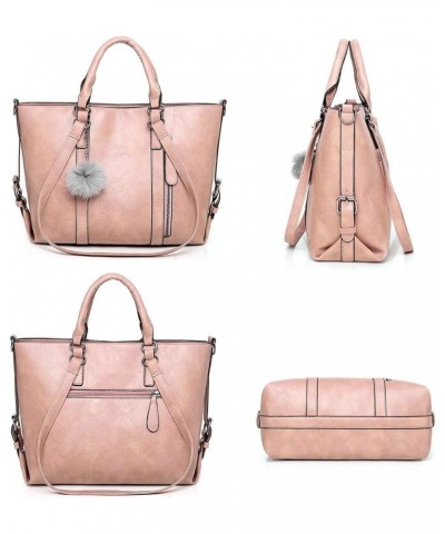 PU Leather Tote Hobo for Women Shoulder Crossbody Bags Elegant 4pcs Satchel Clutches Wallets Pink $23.31 Totes