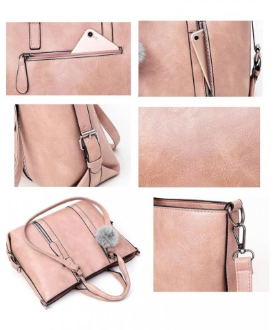 PU Leather Tote Hobo for Women Shoulder Crossbody Bags Elegant 4pcs Satchel Clutches Wallets Pink $23.31 Totes