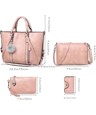 PU Leather Tote Hobo for Women Shoulder Crossbody Bags Elegant 4pcs Satchel Clutches Wallets Pink $23.31 Totes