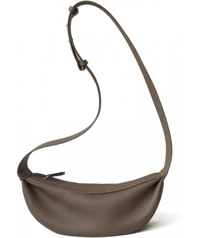 Genuine Leather Sling Bags Crossbody Women, Minimalist Style Casual Chest Bags with Wide Strap Taupe $29.72 Hobo Bags