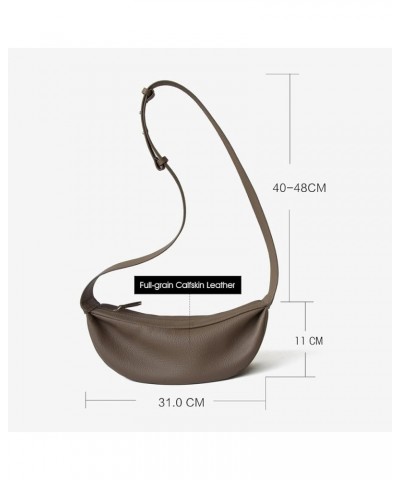 Genuine Leather Sling Bags Crossbody Women, Minimalist Style Casual Chest Bags with Wide Strap Taupe $29.72 Hobo Bags