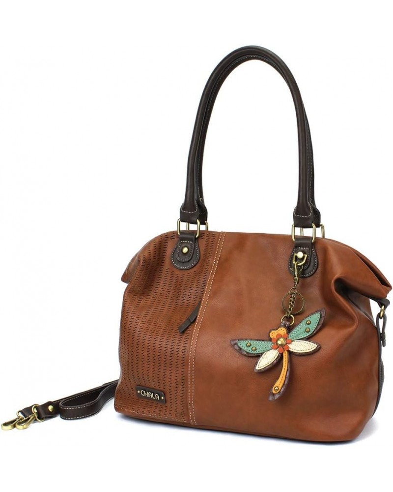 Laser Cut Crossbody Shoulder bag Tote Bag Faux Leather Brown Dragonfly $29.46 Shoulder Bags