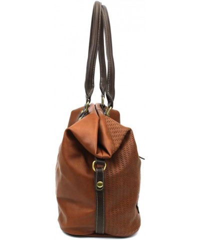 Laser Cut Crossbody Shoulder bag Tote Bag Faux Leather Brown Dragonfly $29.46 Shoulder Bags