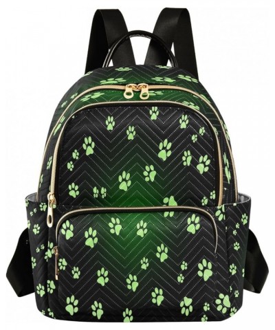 Animal Paw Prints Black Women Backpack Purse Ladies Fashion Shoulder Bag Daypack Travel Bag 10L Medium $16.10 Backpacks