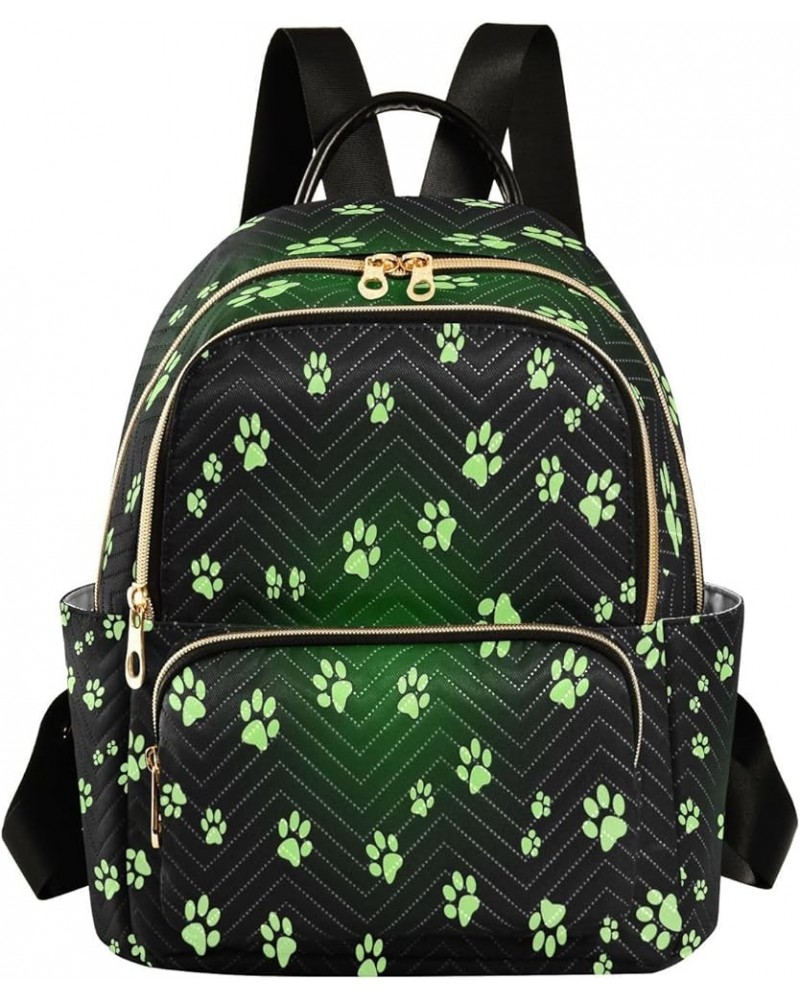 Animal Paw Prints Black Women Backpack Purse Ladies Fashion Shoulder Bag Daypack Travel Bag 10L Medium $16.10 Backpacks