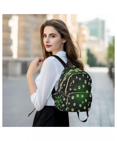 Animal Paw Prints Black Women Backpack Purse Ladies Fashion Shoulder Bag Daypack Travel Bag 10L Medium $16.10 Backpacks