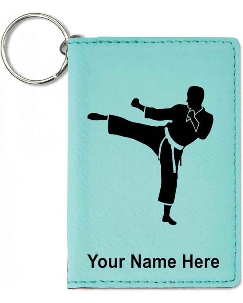 ID Holder Wallet, Karate Man, Personalized Engraving Included (Rustic) Teal $13.44 Wallets