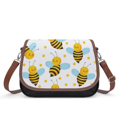 Printed Crossbody Bag Shoulder Bag PU Leather Women's Designer Satchels Cartoon Smiling Puppy Color5 $19.32 Satchels