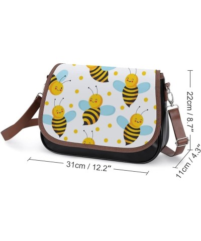 Printed Crossbody Bag Shoulder Bag PU Leather Women's Designer Satchels Cartoon Smiling Puppy Color5 $19.32 Satchels