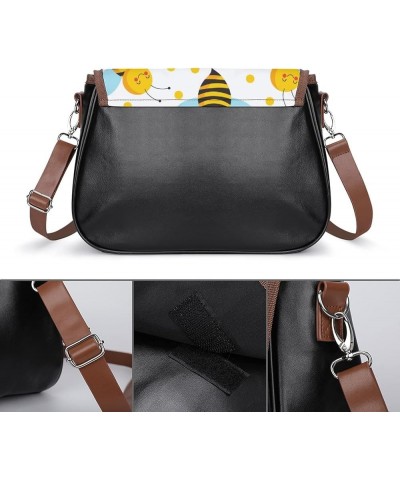 Printed Crossbody Bag Shoulder Bag PU Leather Women's Designer Satchels Cartoon Smiling Puppy Color5 $19.32 Satchels