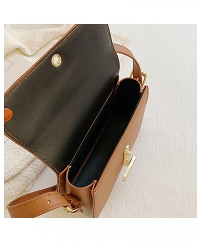 Women Shoulder Handbag Ladies Fashion Solid Color Leather Metal Buckle Adjustable Shoulder Strap Messenger Bag Brown $12.60 S...