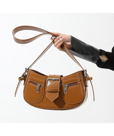 Women PU Leather Shoulder Bag Y2k Hobo Crossbody Bag Purse Trendy Small Tote Bag Sling Bag Brown $25.35 Totes