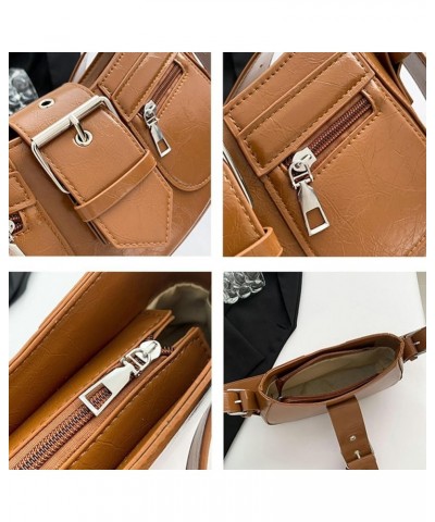 Women PU Leather Shoulder Bag Y2k Hobo Crossbody Bag Purse Trendy Small Tote Bag Sling Bag Brown $25.35 Totes