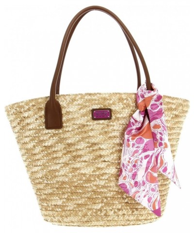 Women's Seashell Straw Bag, One Size Pink Bubble $81.17 Handbags