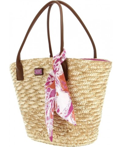 Women's Seashell Straw Bag, One Size Pink Bubble $81.17 Handbags