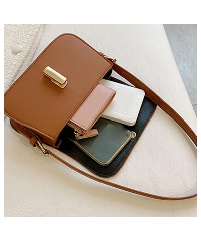 Women Shoulder Handbag Ladies Fashion Solid Color Leather Metal Buckle Adjustable Shoulder Strap Messenger Bag Brown $12.60 S...