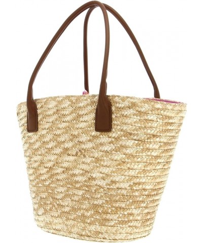 Women's Seashell Straw Bag, One Size Pink Bubble $81.17 Handbags