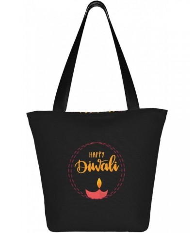 Happy Diwali Women'S Casual One Shoulder Carry Shopping Bag Large Capacity Working Storage Handbag $19.01 Shoulder Bags