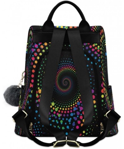 Rainbow Dots Women Backpack Anti-theft Handbag Purse Travel Bag Fashion Shoulder Bags $18.40 Backpacks