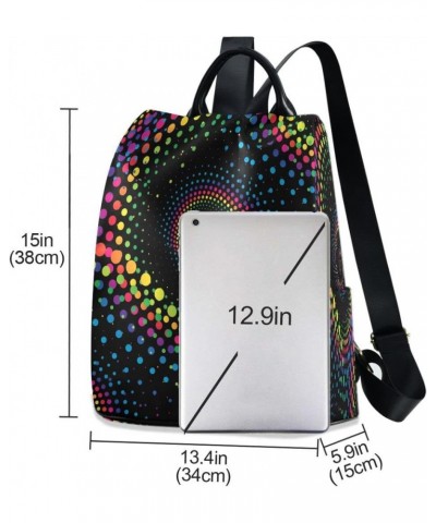 Rainbow Dots Women Backpack Anti-theft Handbag Purse Travel Bag Fashion Shoulder Bags $18.40 Backpacks