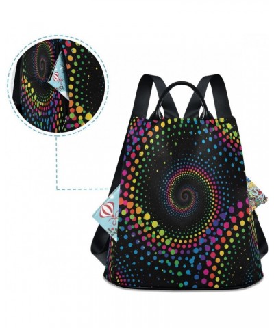 Rainbow Dots Women Backpack Anti-theft Handbag Purse Travel Bag Fashion Shoulder Bags $18.40 Backpacks