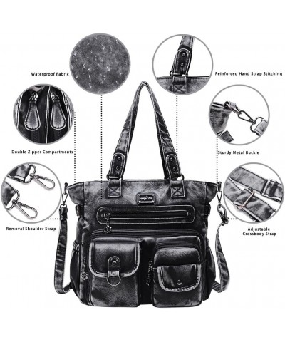 Purses and Handbag for Women Soft PU Leather Shoulder Handbag Women Tote Satchel Bags Top Handle Satchel Black-801 $20.77 Hob...