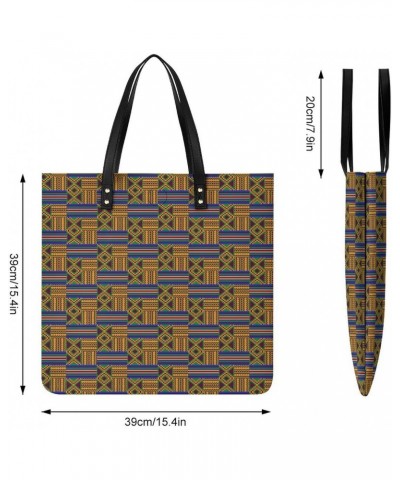 African Kente Tribal Print Tote Bag PU Leather Handbag Fashion Sling Bag Shoulder Purse Top Handle Handbags for Women $19.43 ...