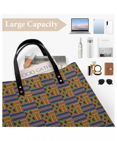 African Kente Tribal Print Tote Bag PU Leather Handbag Fashion Sling Bag Shoulder Purse Top Handle Handbags for Women $19.43 ...