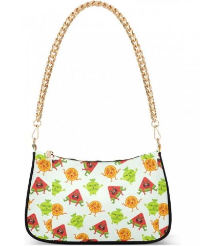 Women Chain Shoulder Purse Bag With Zipper Funny Summer Fruits Print, Watermelon Orange Hobo Tote Clutch Handbags with Chain ...