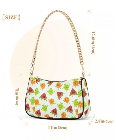 Women Chain Shoulder Purse Bag With Zipper Funny Summer Fruits Print, Watermelon Orange Hobo Tote Clutch Handbags with Chain ...