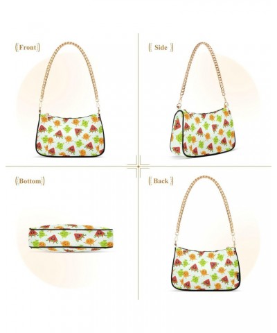 Women Chain Shoulder Purse Bag With Zipper Funny Summer Fruits Print, Watermelon Orange Hobo Tote Clutch Handbags with Chain ...