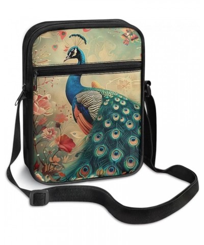 Messenger Bag for Women Crossbody Cell Phone Purse Small Shoulder Pouch for Outdoor Elegant Peacock $12.15 Crossbody Bags