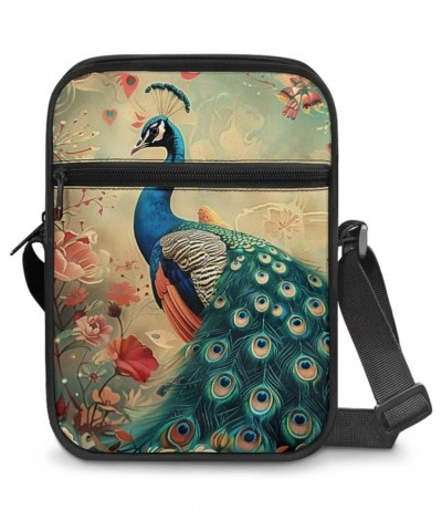 Messenger Bag for Women Crossbody Cell Phone Purse Small Shoulder Pouch for Outdoor Elegant Peacock $12.15 Crossbody Bags